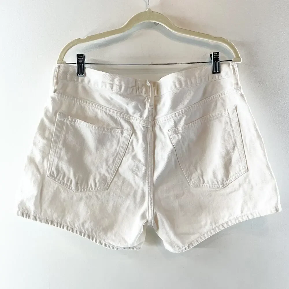 AGOLDE Parker Long High Rise Denim Jean Shorts White 31 / 12